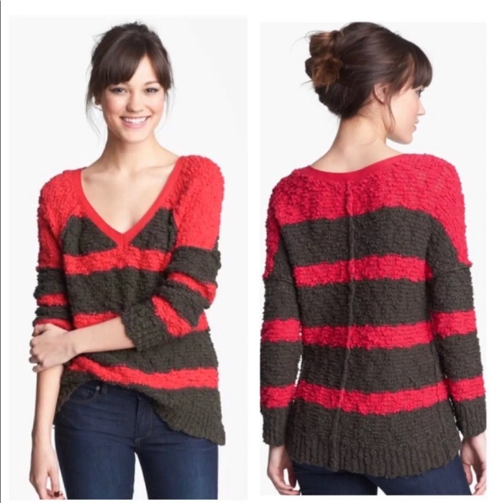 Free People Song Bird Striped Knit Sweater S